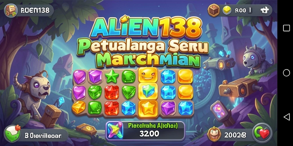Tangkapan layar menampilkan gameplay seru Match-3 ALIEN138.