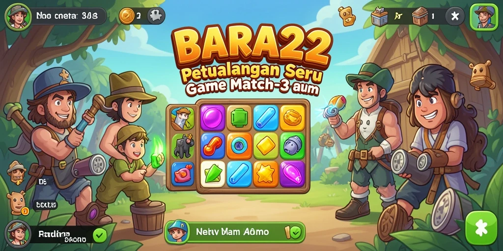 Tampilan gameplay seru di BARA22 dengan elemen Match-3 yang penuh warna.