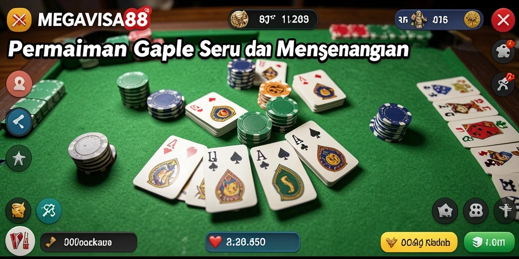 Tampilan gameplay menarik dari MEGAVISA88 dengan suasana Gaple.