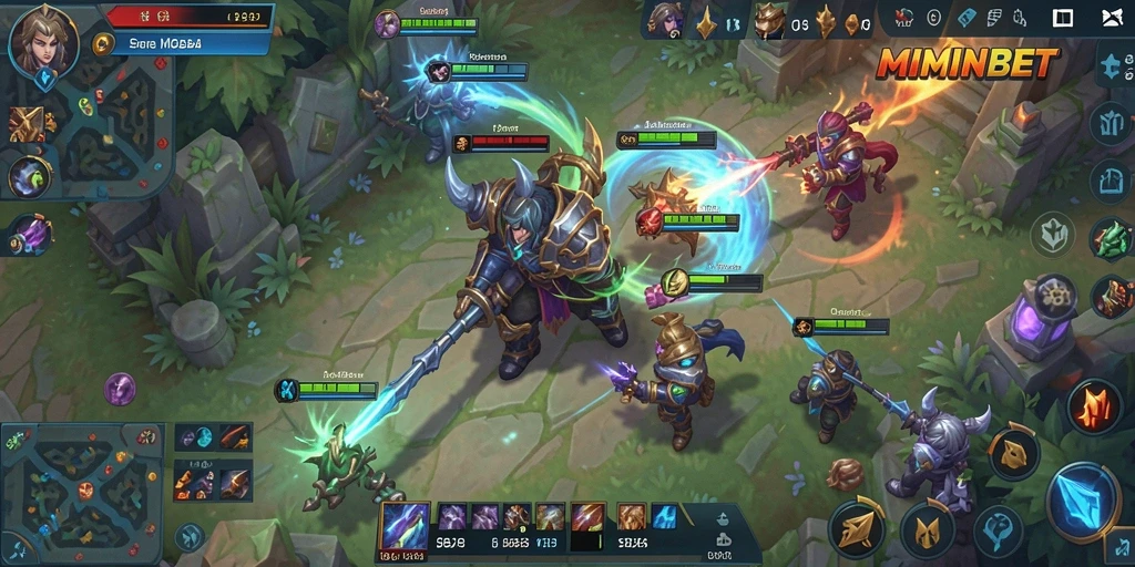 Tampilan gameplay menarik dalam MIMINBET yang menggambarkan aksi pertarungan tim.