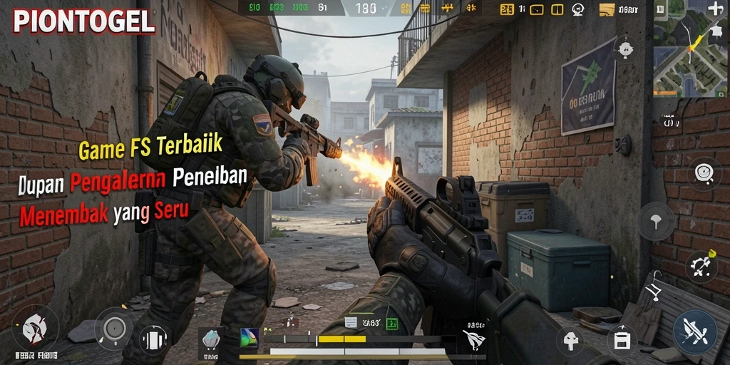 Gameplay PIONTOGEL dengan aksi tembak-menembak yang intens.
