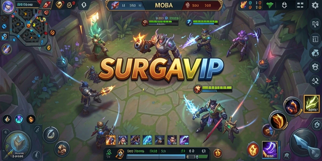 Tampilan gameplay menarik dari SURGAVIP saat pertarungan antar tim berlangsung.