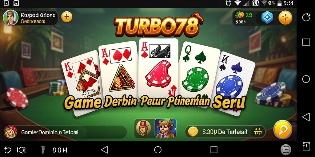 Tampilan gameplay seru dalam game domino TURBO78 yang menarik.